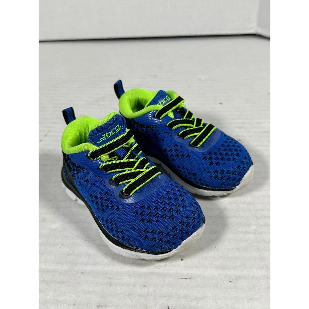 BCG Toddler Boys Blue Neon Green Memory Foam Athletic Sneakers‎ Size 5D 167610